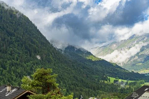 Beautiful Chatel mountain landscape in summer Stock Photos