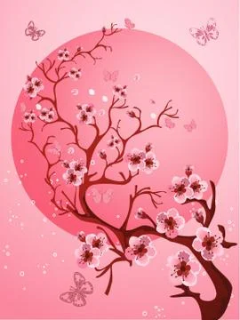 Beautiful Cherry blossom background. Spring nature scene Stock Illustration