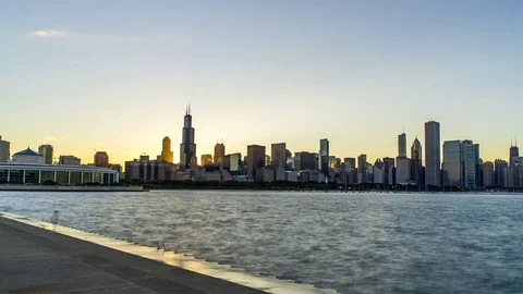 Beautiful Chicago Sunset Time Lapse 4K 1080p Stock Footage 78121027
