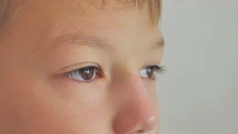 Beautiful Child Looking at the Camera. Portrait of a Little Cute Boy Face. Close Stock Footage 207449208