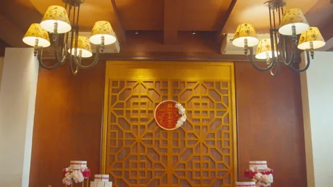 Beautiful Chinese Wall with Decorations Stock Footage 160411009