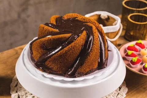 Beautiful Chocolate Cake CLose Up on a table perfect catering High Res Stock Photos