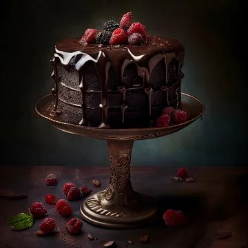 Beautiful chocolate cake Stock Illustration