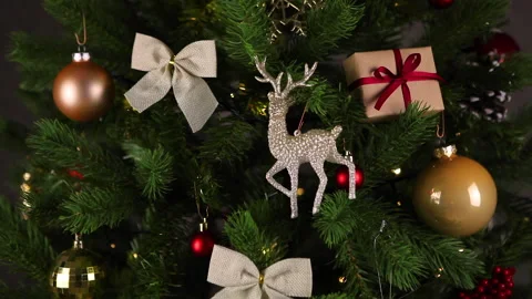 Beautiful christmas background with decorated tree and garland Stock Footage 165356722