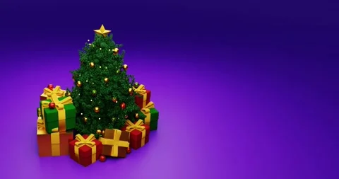 Beautiful, Christmas, festive background with a Christmas tree, colored balls an Stock Footage