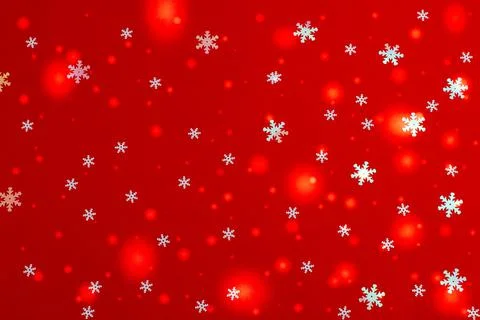 Beautiful Christmas red background with falling white snowflakes and fabulous Stock Illustration