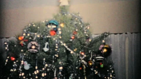 Beautiful Christmas Tree-1957 Vintage 8mm film Stock Footage