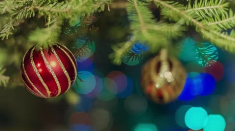 Beautiful Christmas tree decorations Stock Footage 57652077