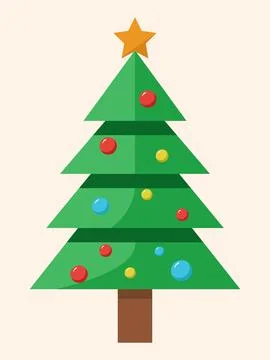 Beautiful Christmas Tree Design Featuring Colorful Ornaments and a Star Stock Illustration