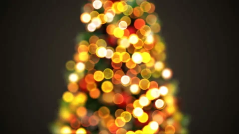 Beautiful Christmas Tree Lights Flickering in Defocused Blur Bokeh. Greeting 스톡 동영상 97463539