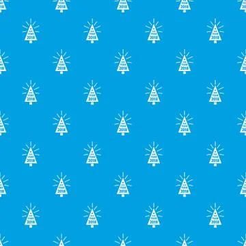 Beautiful christmas tree pattern vector seamless blue Illustrazione stock