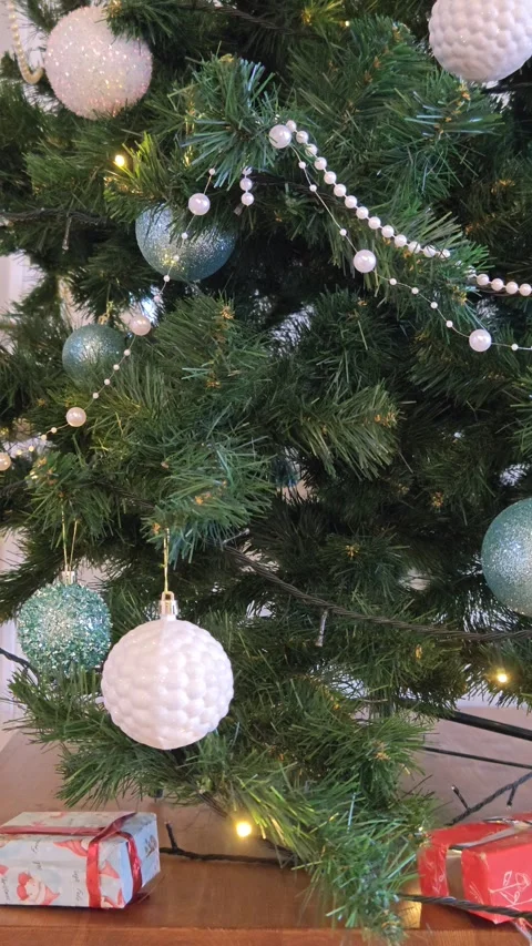 Beautiful Christmas tree with toys and balls Stock Footage 323280341