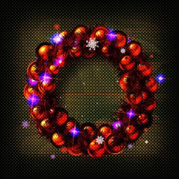 Beautiful Christmas wreath. Dark Background Stock Illustration