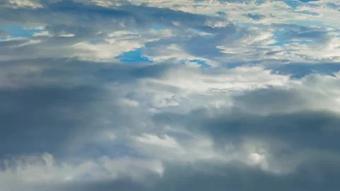 Beautiful Cirrus Clouds in the Blue Sky. Clear weather, Sunny Day.  Stock Footage 241935157