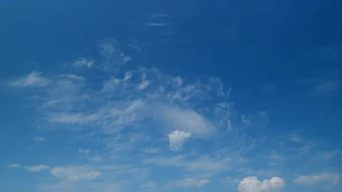 Beautiful cirrus clouds visible in blue sky. Translucent cirrus spindrift clouds Stock Footage 215970632