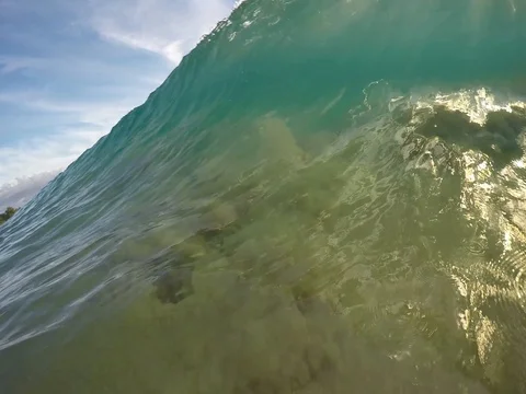Beautiful Clear Turquoise Wave Breaking At A Tropical Beach In Slow Motion Stock Footage 83961824