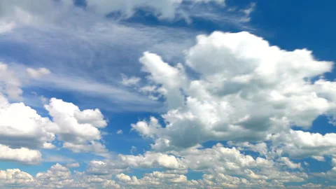 Beautiful clear white clouds at view clean blue sky background 4K. ProRes 422HQ Stock Footage 247698375