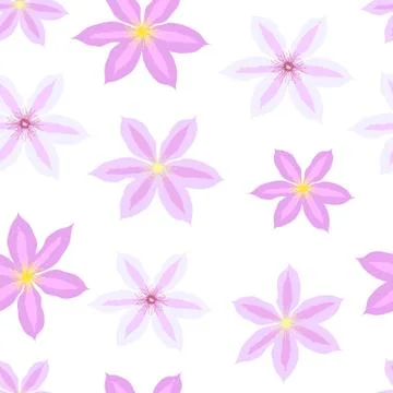 Beautiful clematis flower seamless pattern background. Vector Illustration Stock Illustration