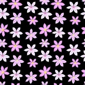 Beautiful clematis flower seamless pattern background. Vector Illustration Stock Illustration