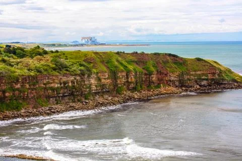 Beautiful cliffs along coastal path in Scotland, Berwickshire Stock Photos