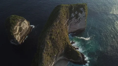 Beautiful Cliffs and White Sandy Beach from Above [Drone Footage] Stock Footage 96286144