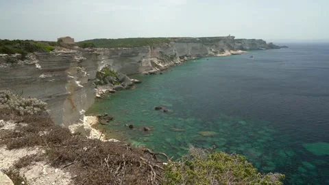 The beautiful cliffs of Bonifacio on a sunny summer day. Southern Corse, France. Stockbeeldmateriaal 217395016