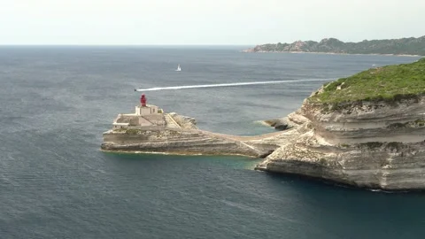 The beautiful cliffs of Bonifacio on a sunny summer day. Southern Corse, France. Stockbeeldmateriaal 217395166