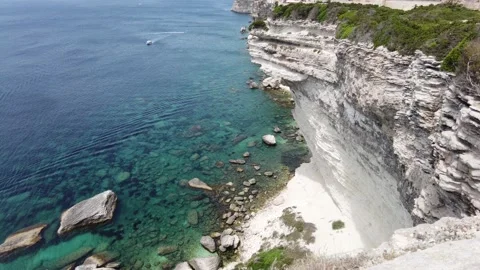 The beautiful cliffs of Bonifacio on a sunny summer day. Southern Corse, France. Stockbeeldmateriaal 217395386