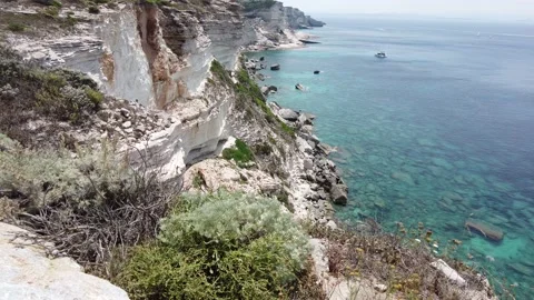 The beautiful cliffs of Bonifacio on a sunny summer day. Southern Corse, France. Stockbeeldmateriaal 217395478