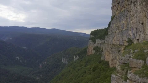 Beautiful cliffs on a cloudy day - Mezmay village, Russia Stock Footage 115830093