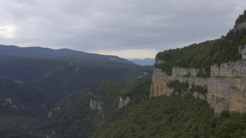 Beautiful cliffs on a cloudy day - Mezmay village, Russia Stock Footage 115830506
