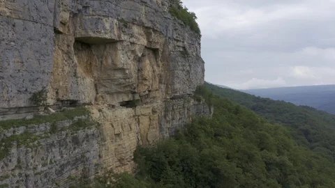 Beautiful cliffs on a cloudy day - Mezmay village, Russia Stock Footage 115831786