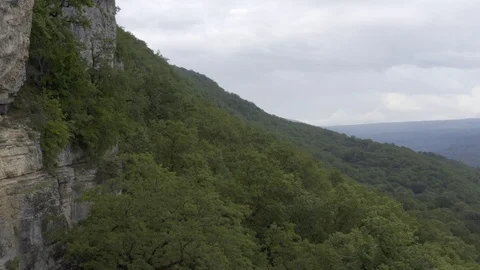 Beautiful cliffs on a cloudy day - Mezmay village, Russia Stock Footage 115832189