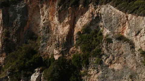 Beautiful close range aerial of chalk cliffs showing. 4k, Corfu, Greece Stock Footage 102007205