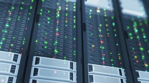 Beautiful Close-up Servers in Modern Data Center. Heavy 3d Rendering. Cloud 動画素材 83386192