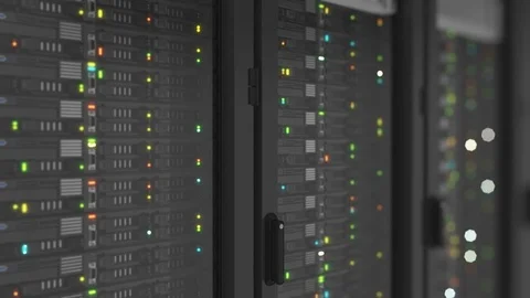 Beautiful Close-up Servers in Modern Data Center. Heavy 3d Rendering. Cloud Video stock 83680479