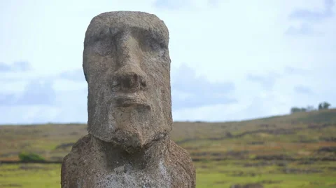 Beautiful close up shot of the Moai, Easter Island Stock Footage 64258100