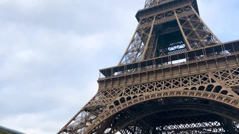 Beautiful close up view of Eiffel Tower against sky in Paris, France. Stock Footage 311943037
