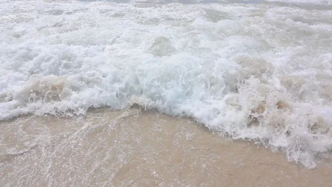 Beautiful close up wave on beach and sand in Phuket of Thailand Stock Footage 88329569