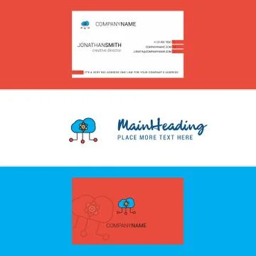 Beautiful Cloud computing  Logo and business card. vertical Design Vector Stock Illustration