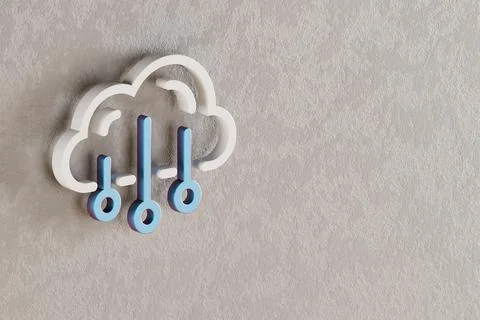 Beautiful Cloud  Data Storage icon on wall bright background. 3d rendering il イラスト素材