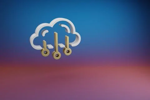 Beautiful Cloud Data Storage symbol icon on a bright colored background. 3d r Stock Illustration