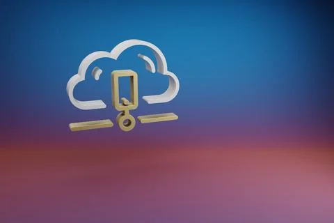 Beautiful Cloud Data Storage  symbol icon on a bright colored background. 3d  Stock Illustration