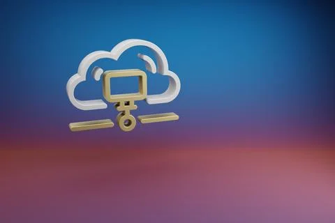 Beautiful Cloud Data Storage  symbol icon on a bright colored background. 3d  Illustrazione stock