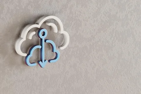 Beautiful Cloud Database Downgrade  icon on wall bright background. 3d render Stock Illustration