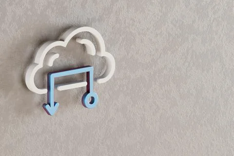 Beautiful Cloud Database icon on wall bright background. 3d rendering illustr Stock Illustration