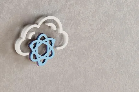 Beautiful Cloud Database Quantum Server  icon on wall bright background. 3d r イラスト素材