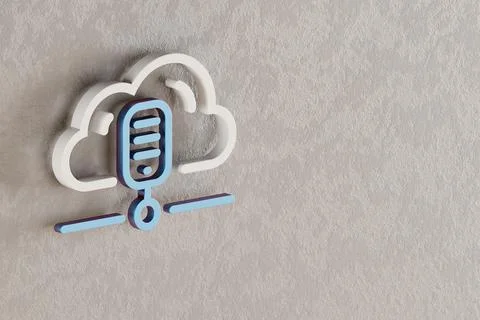 Beautiful Cloud Database Server icon on wall bright background. 3d rendering  Stock Illustration