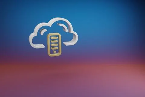 Beautiful Cloud Database symbol icon on a bright colored background. 3d rende Stock Illustration
