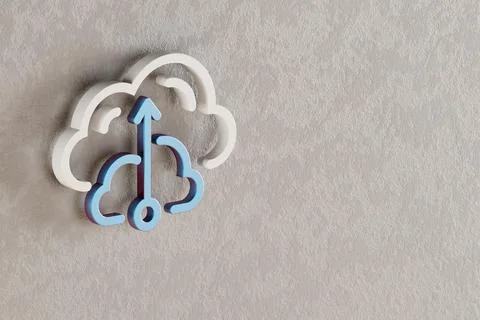 Beautiful Cloud Database Upgrade  icon on wall bright background. 3d renderin Stock Illustration